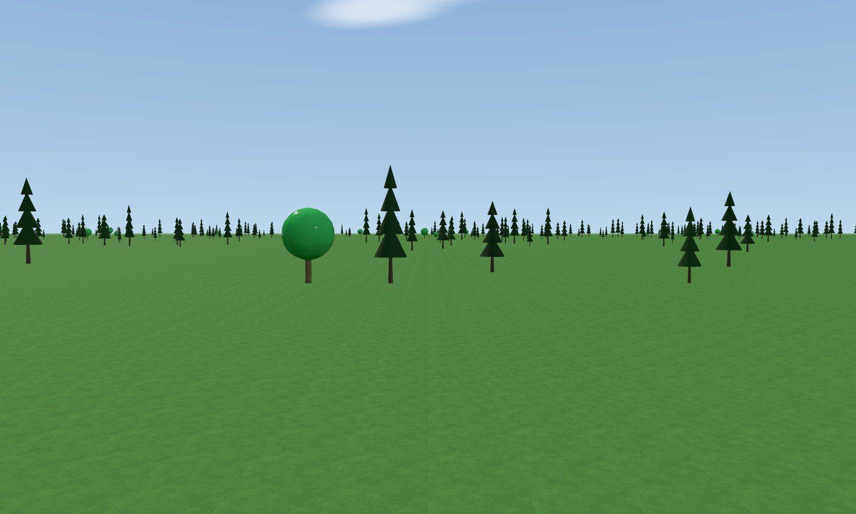Three kinds of tree at the same height: a formula, a photograph, a cartoon.