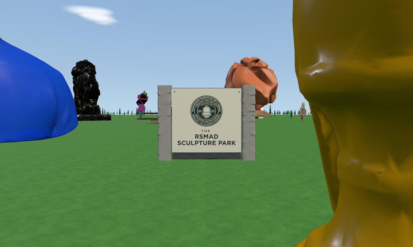 The entrance sign, with AREMES HQ behind it.